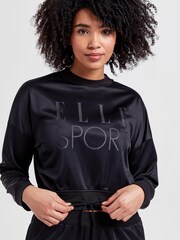 Elle Sport Crop Tricot Black Sweatshirt - Image 4 of 5