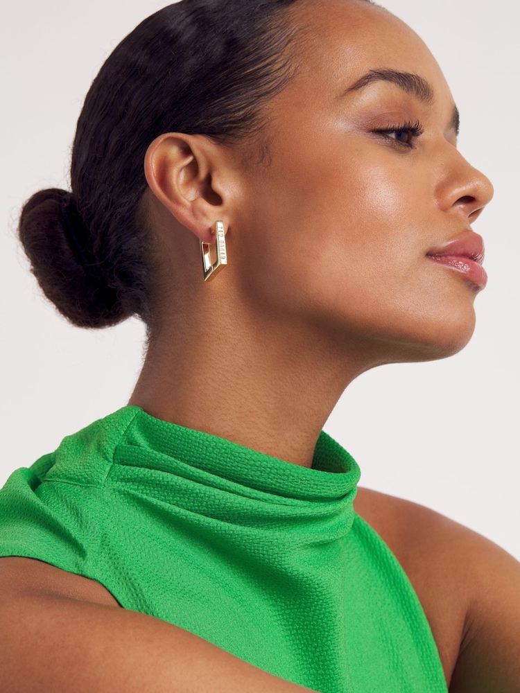 Ted Baker Gold Tone Saadiey Large Square Hinge Earrings - Image 3 of 3