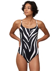 Triumph Black Zebra Print Padded Swimsuit - Image 1 of 4