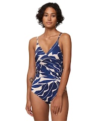 Triumph Blue Padded Ruched Tummy Flattering Swimsuit - Image 1 of 3