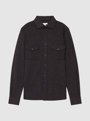 Reiss Black Grisham Slim Fit Flecked Overshirt - Image 2 of 7