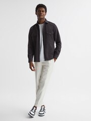 Reiss Black Grisham Slim Fit Flecked Overshirt - Image 3 of 7