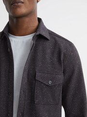 Reiss Black Grisham Slim Fit Flecked Overshirt - Image 4 of 7
