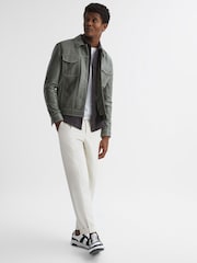 Reiss Black Grisham Slim Fit Flecked Overshirt - Image 7 of 7