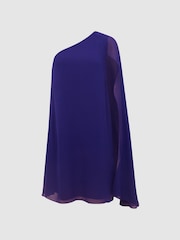 Reiss Purple Fleur Sheer Cape Sleeve Mini Dress - Image 2 of 6