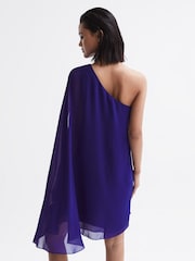 Reiss Purple Fleur Sheer Cape Sleeve Mini Dress - Image 5 of 6