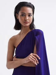 Reiss Purple Fleur Sheer Cape Sleeve Mini Dress - Image 6 of 6