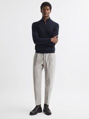 Reiss Navy Bond Half Zip Funnel Neck Cotton Jumper - Image 5 of 5
