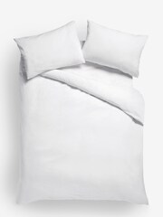 White 100% Cotton Plain Duvet Cover and Pillowcase Set - Image 3 of 3