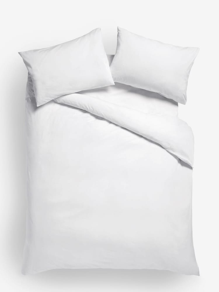 White 100% Cotton Plain Duvet Cover and Pillowcase Set - Image 3 of 3