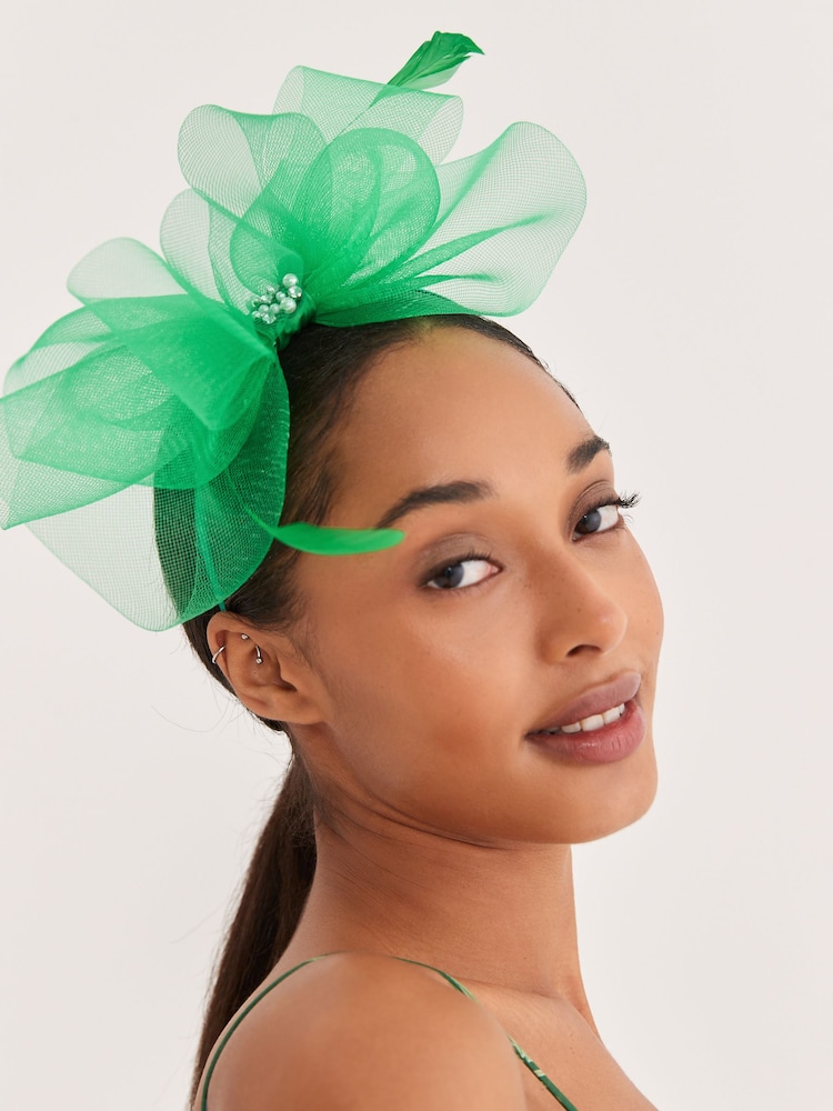 Green Fascinator Headband - Image 2 of 4