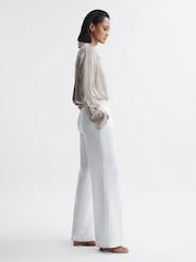 Reiss Nude Cassie Leather Strappy Wedge Heels - Image 2 of 5