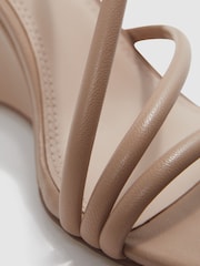 Reiss Nude Cassie Leather Strappy Wedge Heels - Image 5 of 5