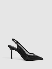 Reiss Black Ellie Mesh Sling Back Court Shoes - Image 1 of 6