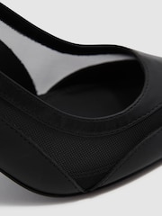 Reiss Black Ellie Mesh Sling Back Court Shoes - Image 6 of 6