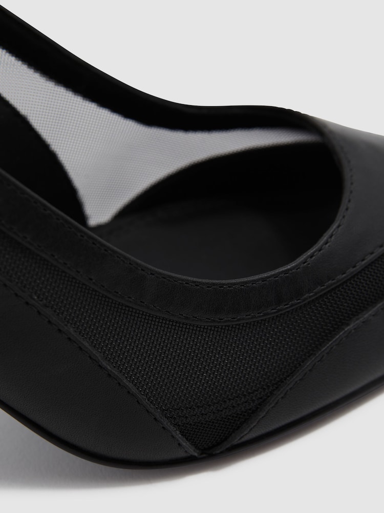 Reiss Black Ellie Mesh Sling Back Court Shoes - Image 6 of 6