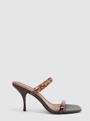 Reiss Tortoise Emery Tortoiseshell Double Strap Heels - Image 1 of 5