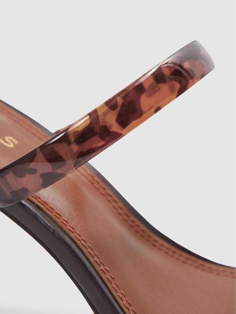 Reiss Tortoise Emery Tortoiseshell Double Strap Heels - Image 5 of 5