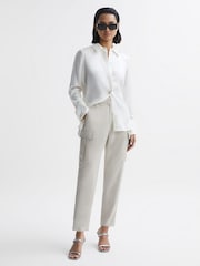 Reiss Silver Emery Leather Double Strap Heels - Image 2 of 5