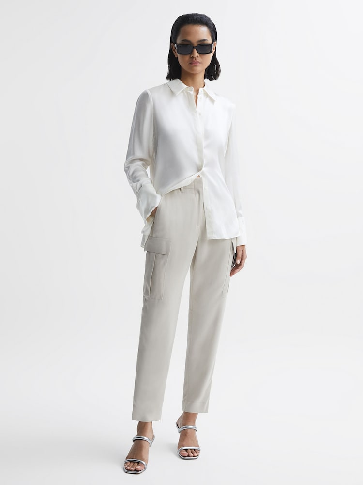 Reiss Silver Emery Leather Double Strap Heels - Image 2 of 5