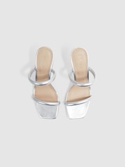 Reiss Silver Emery Leather Double Strap Heels - Image 3 of 5