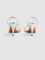 Reiss Silver Emery Leather Double Strap Heels - Image 4 of 5