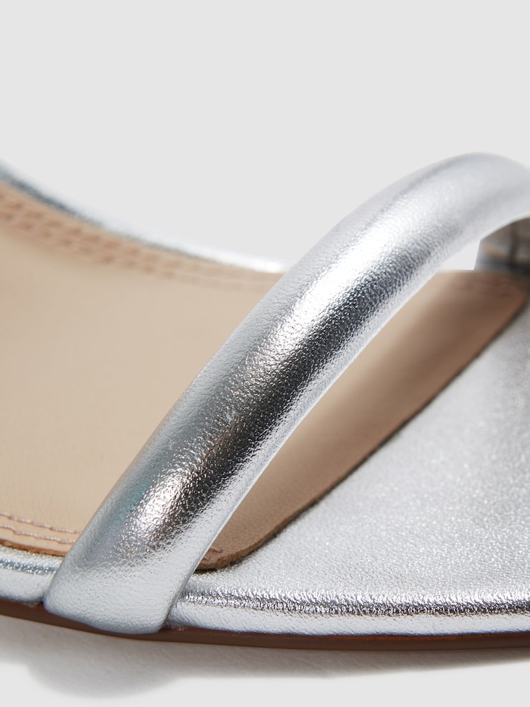 Reiss Silver Emery Leather Double Strap Heels - Image 5 of 5