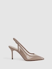 Reiss Latte Ellie Mesh Sling Back Court Shoes - Image 1 of 5