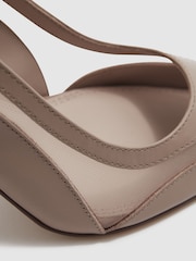 Reiss Latte Ellie Mesh Sling Back Court Shoes - Image 5 of 5