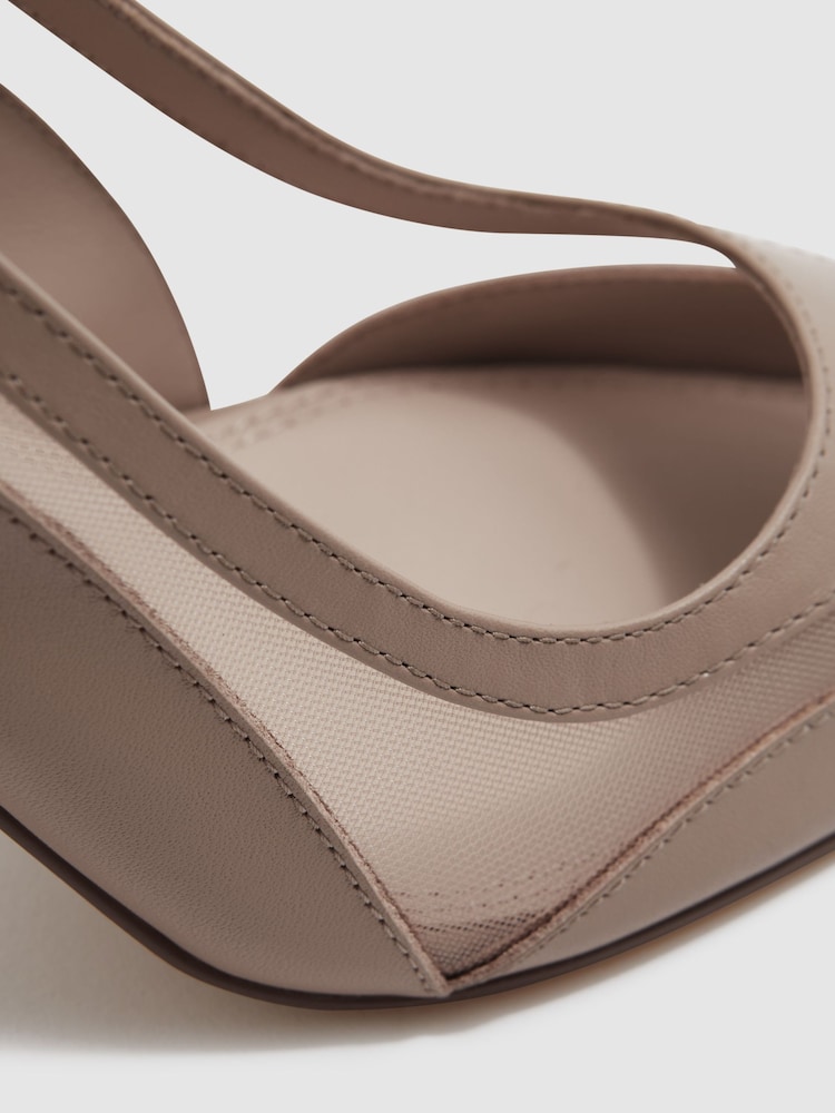 Reiss Latte Ellie Mesh Sling Back Court Shoes - Image 5 of 5