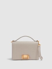 Reiss Grey Oxford Grained Leather Mini Cross-Body Bag - Image 1 of 5