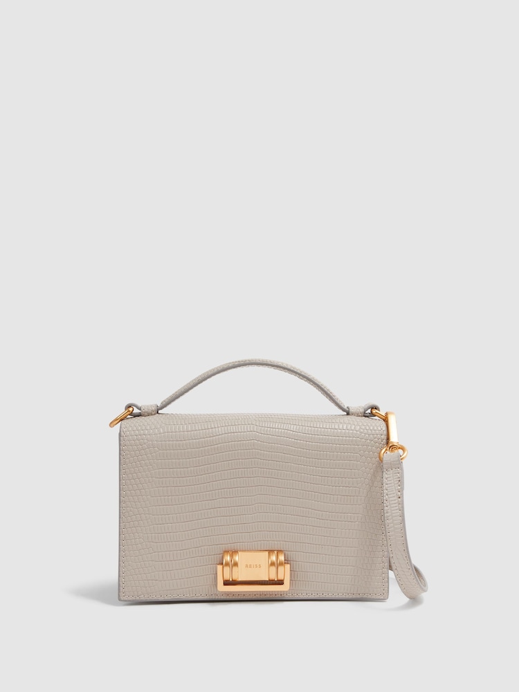 Reiss Grey Oxford Grained Leather Mini Cross-Body Bag - Image 1 of 5