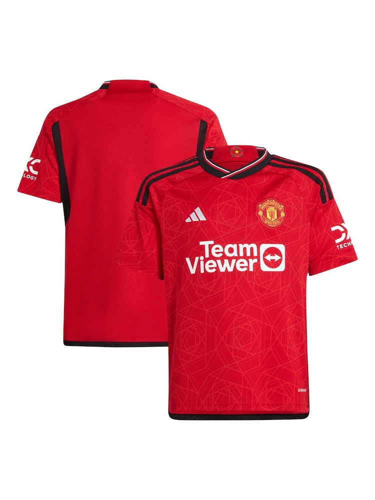 adidas Red Football Red Manchester United 23/24 Kids Home Shirt - Image 1 of 6