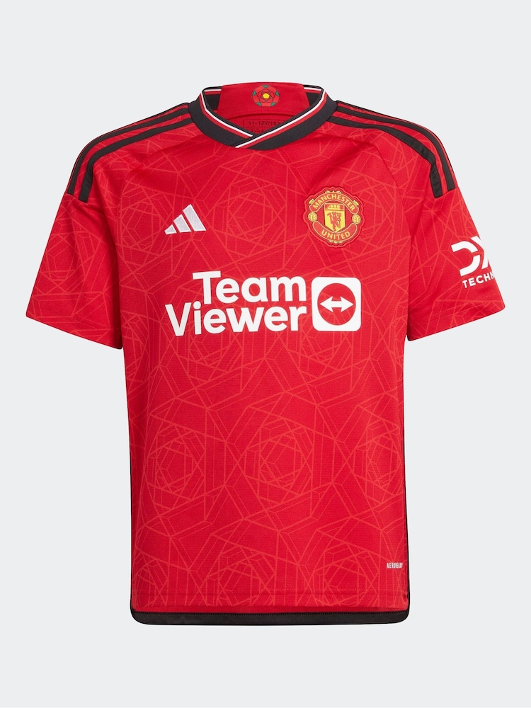 adidas Red Football Red Manchester United 23/24 Kids Home Shirt - Image 2 of 6