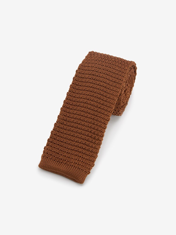 Rust Brown Slim Knit Tie - Image 1 of 3