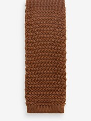 Rust Brown Slim Knit Tie - Image 2 of 3