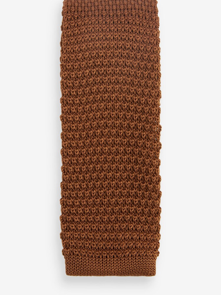 Rust Brown Slim Knit Tie - Image 2 of 3