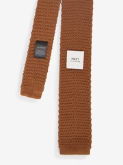 Rust Brown Slim Knit Tie - Image 3 of 3