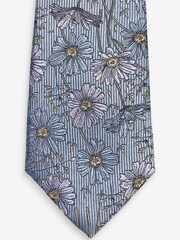 Light Blue Daisy Wide Floral Silk Pattern Tie - Image 2 of 3
