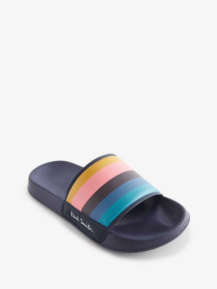 Paul Smith Junior Boys Navy Blue  'Artist Stripe' Sliders - Image 2 of 5