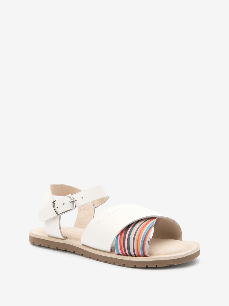 Paul Smith Junior Girls White 'Artist Swirl' Fold Sandals - Image 2 of 4 Paul Smith Junior Girls White 'Artist Swirl' Fold Sandals - Image 2 of 4