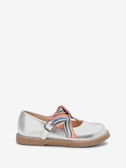Paul Smith Junior Girls Silver Mary Jane 'Artist Swirl' Bow Shoes - Image 1 of 5
