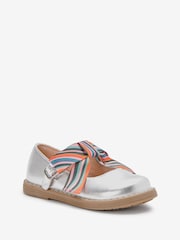 Paul Smith Junior Girls Silver Mary Jane 'Artist Swirl' Bow Shoes - Image 2 of 5