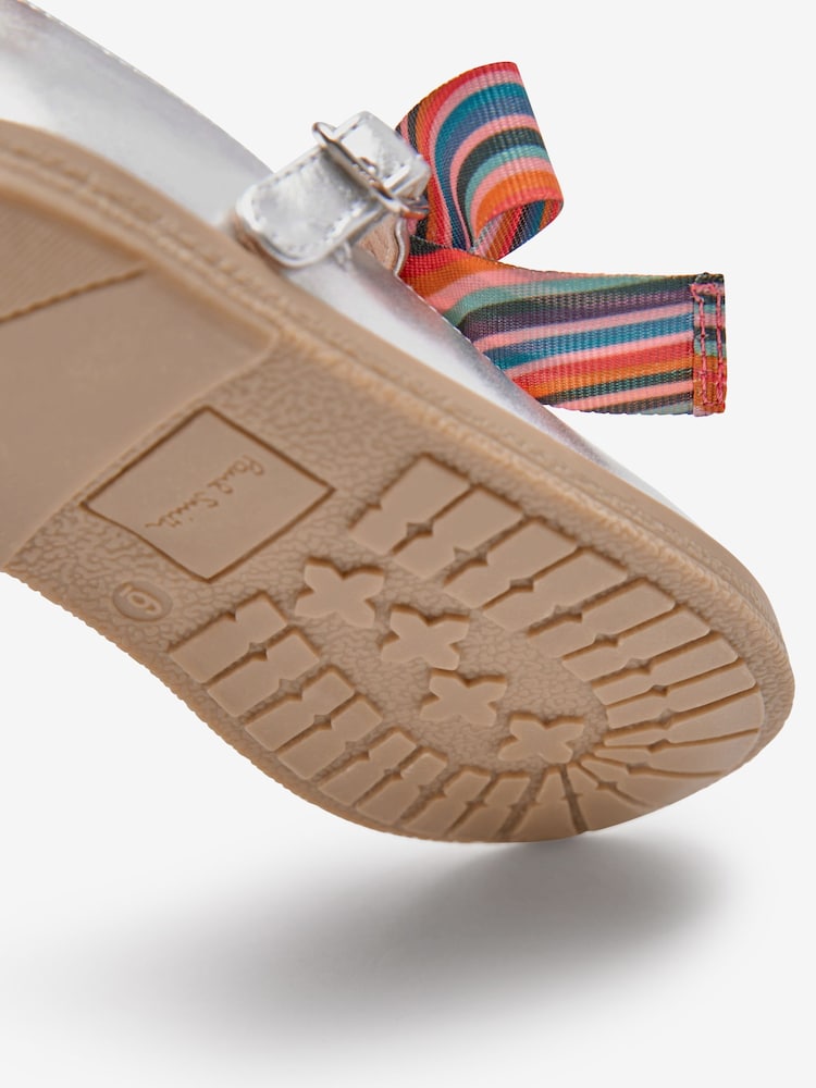 Paul Smith Junior Girls Silver Mary Jane 'Artist Swirl' Bow Shoes - Image 5 of 5 Paul Smith Junior Girls Silver Mary Jane 'Artist Swirl' Bow Shoes - Image 5 of 5