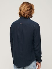 Superdry Navy Studios Casual Linen Long Sleeved Shirt - Image 3 of 7