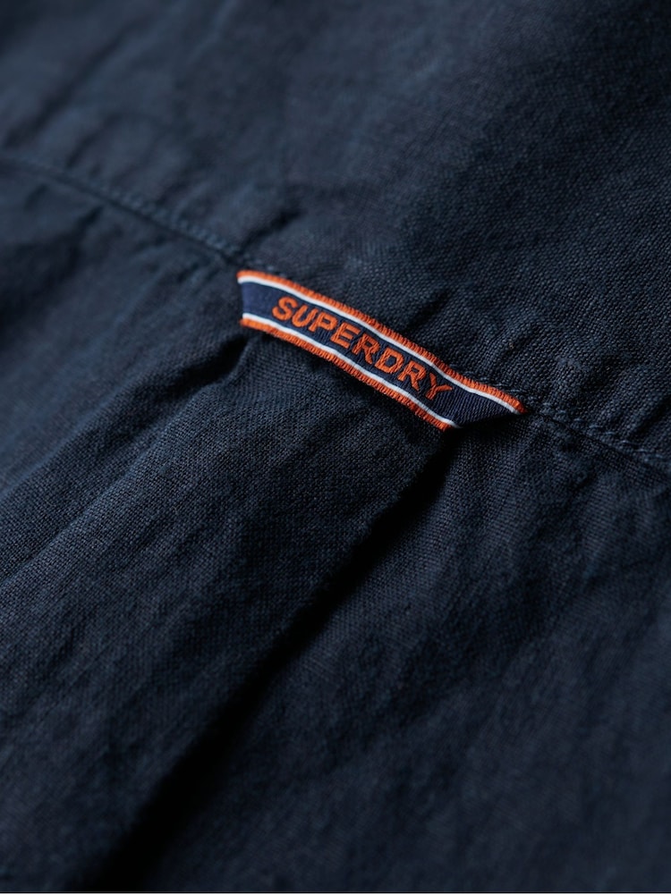 Superdry Navy Studios Casual Linen Long Sleeved Shirt - Image 7 of 7