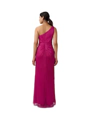 Adrianna Papell Pink Stardust Pleated Draped Gown - Image 2 of 3
