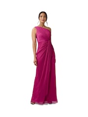 Adrianna Papell Pink Stardust Pleated Draped Gown - Image 3 of 3
