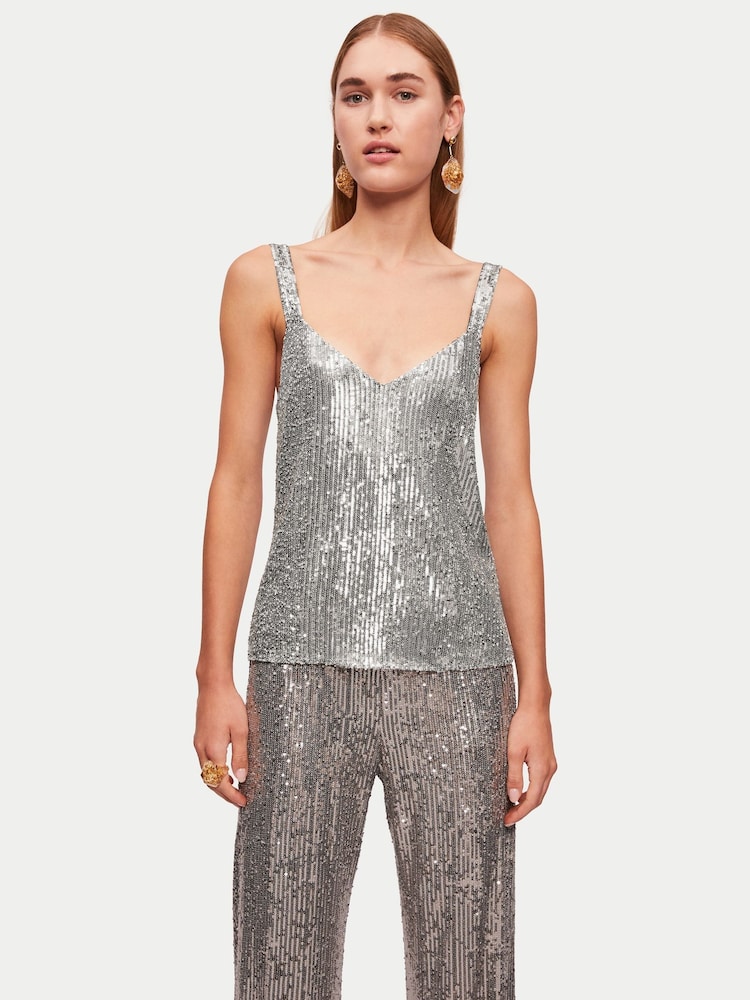 Jigsaw Silver Sequin Cami - Image 1 of 6