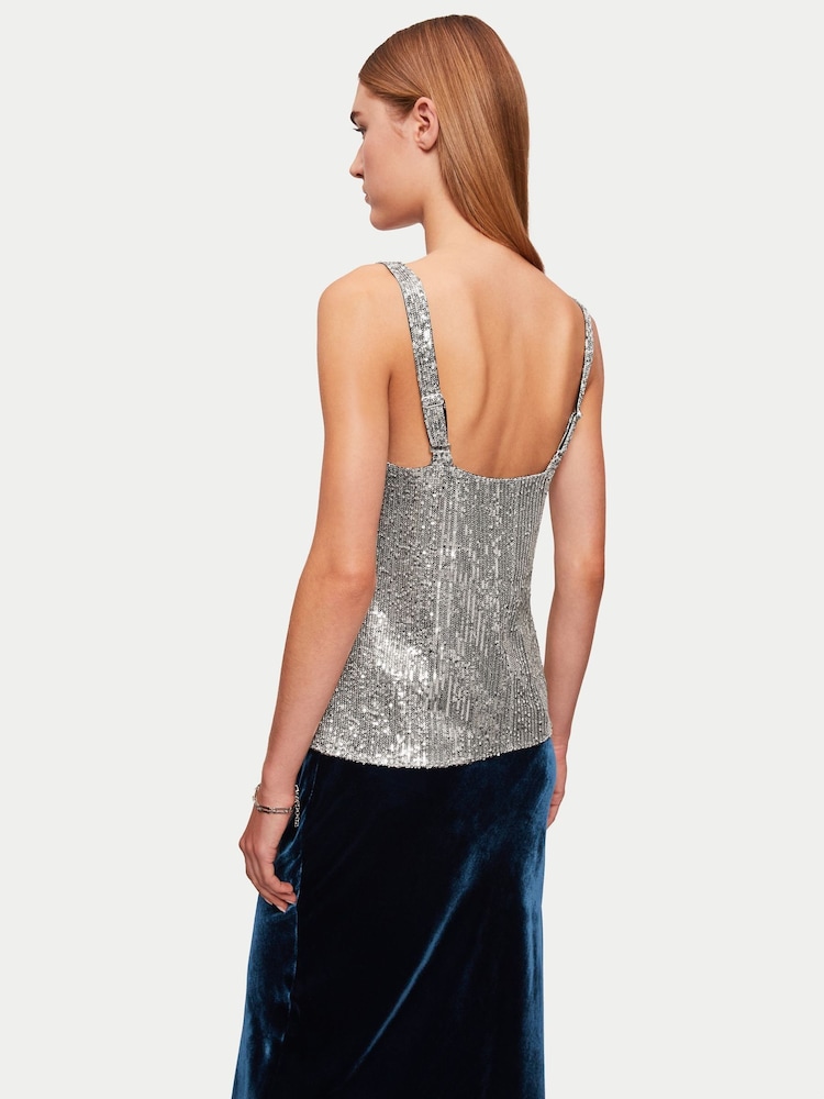 Jigsaw Silver Sequin Cami - Image 2 of 6